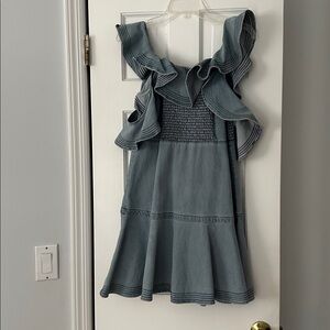 Babydoll sundress. Tanya Taylor brand. Light denim